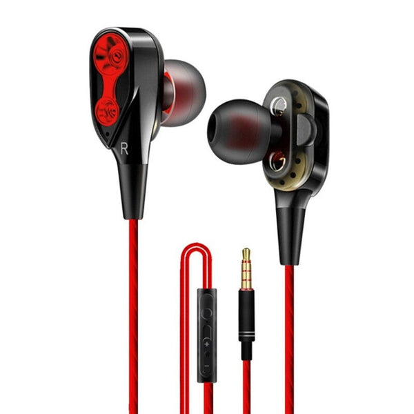 Dual Dynamic Earphones 2 Drivers Moving Coil Iron 3.5Mm Universal In Ear Wired Wired Earphones