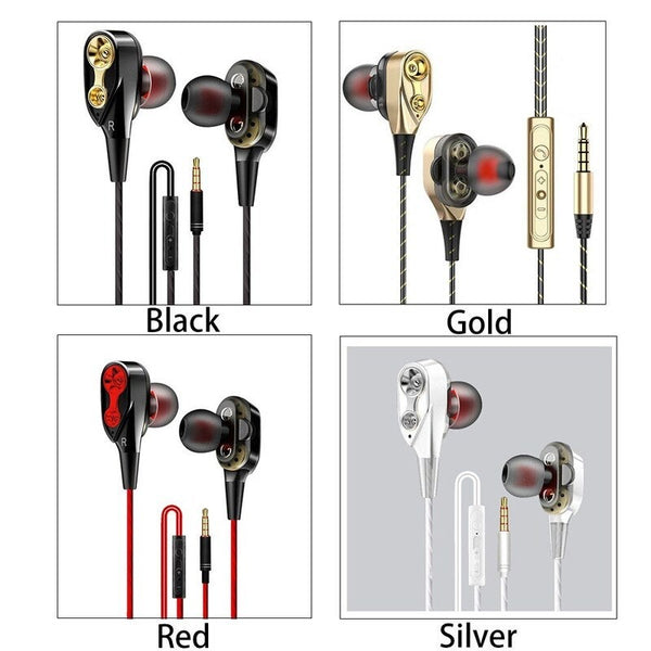 Dual Dynamic Earphones 2 Drivers Moving Coil Iron 3.5Mm Universal In-Ear Wired