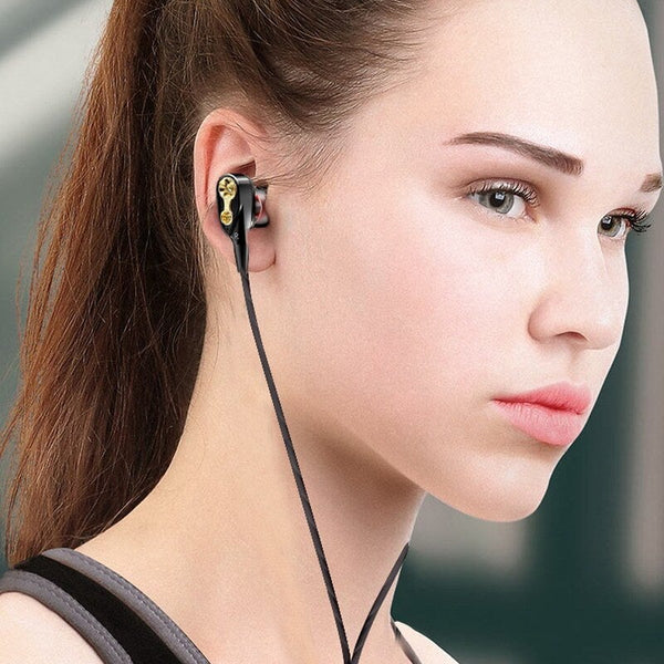 Dual Dynamic Earphones 2 Drivers Moving Coil Iron 3.5Mm Universal In Ear Wired Wired Earphones
