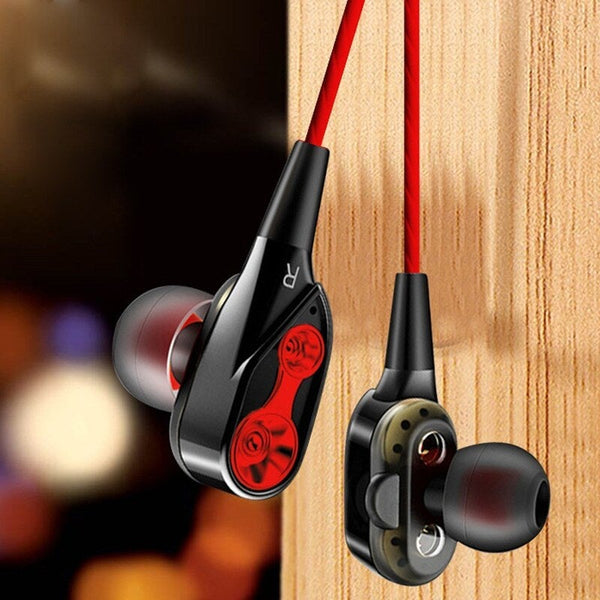 Dual Dynamic Earphones 2 Drivers Moving Coil Iron 3.5Mm Universal In Ear Wired Wired Earphones