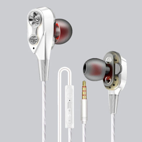 Dual Dynamic 3.5Mm Noise Isolation Sport In Ear Earphone Silver