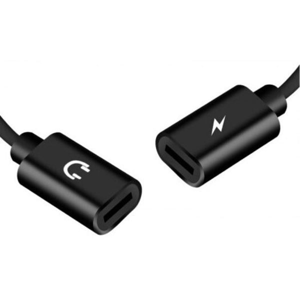 Dual Headphone Audio Charger Splitter Adapter Cable For Iphone Xs / Max Xr Black Cables & Adapters