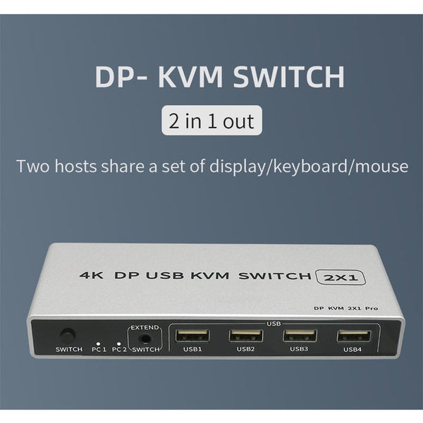 Dual Port 4K Or 8K Displayport Kvm Switch Usb 144Hz Dp Switcher 4Kx2k60hz 2K144hz In Out Kvm Switches