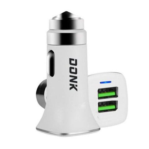 Dual Usb 5V / 3.1A Fast Charging Car Charger Metal Style White