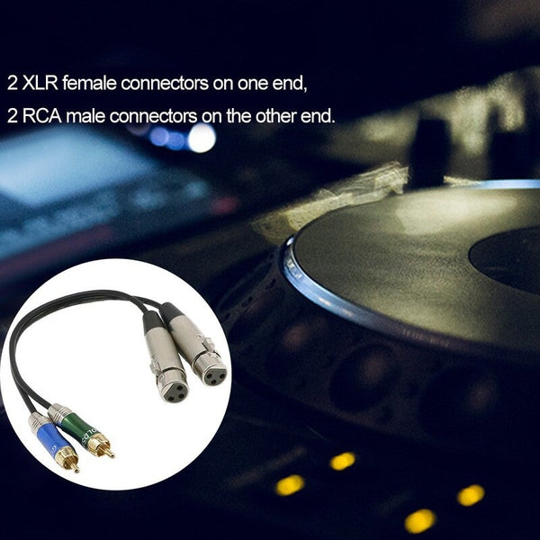 Dual Xlr Female To Rca Male Patch Cable Cord Audio Black Cables Snakes & Interconnects