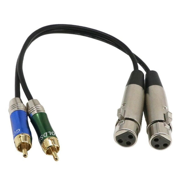 Dual Xlr Female To Rca Male Patch Cable Cord Audio Black Cables Snakes & Interconnects