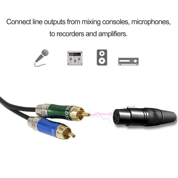 Dual Xlr Female To Rca Male Patch Cable Cord Audio Black Cables Snakes & Interconnects