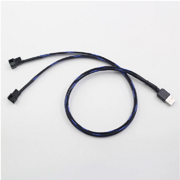 Usb To 2 3 4 Pin Pwm 5V Sleeved Dual Fan Power Adapter Cable 30Cm Power Cables & Connectors