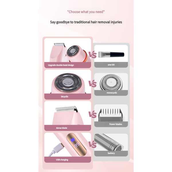Dual Head Electric Hair Trimmer Ipx7 Waterproof Body Groomer With Type C Charging(Beige) Clippers & Trimmers