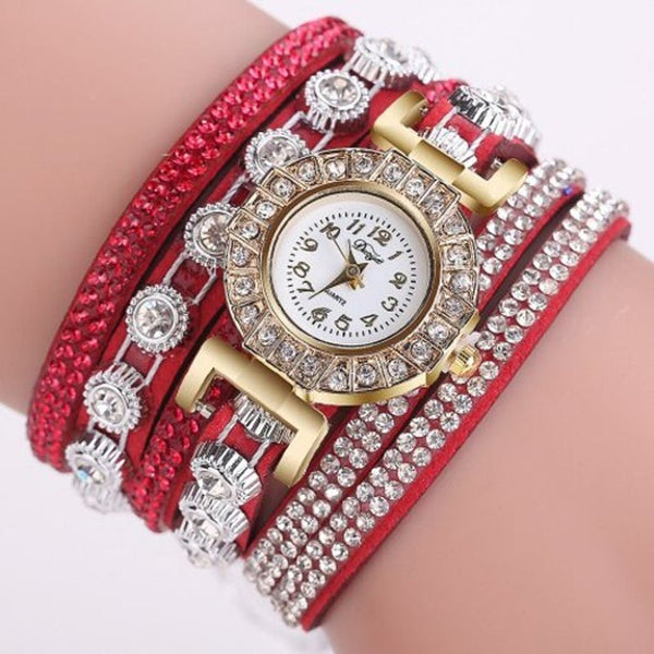 Veile Studios D196 Women Wrap Quartz Wrist Watch With Diamond Red Watches