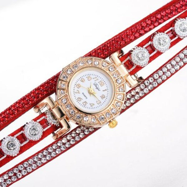 Veile Studios D196 Women Wrap Quartz Wrist Watch With Diamond Red Watches