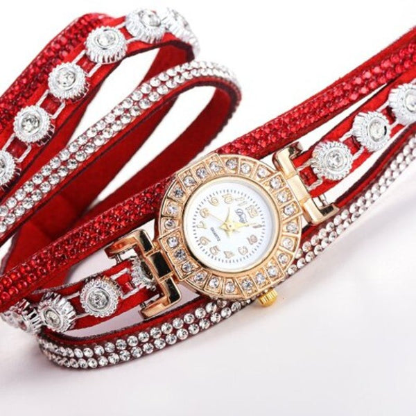 Veile Studios D196 Women Wrap Quartz Wrist Watch With Diamond Red Watches
