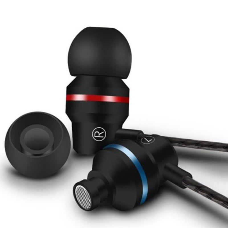Durable Nice Professional In Ear Wired Metal Sports Earphones 3.5Mm Subwoofer Jet Black Wired Earphones