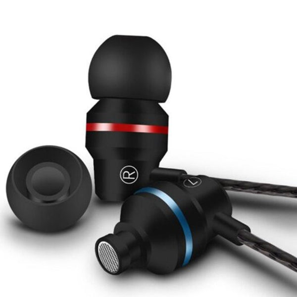 Durable Nice Professional In Ear Wired Metal Sports Earphones 3.5Mm Subwoofer Jet Black Wired Earphones