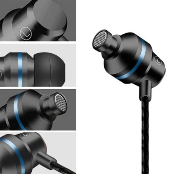 Durable Nice Professional In Ear Wired Metal Sports Earphones 3.5Mm Subwoofer Jet Black Wired Earphones