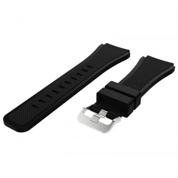 Durable Silicone Twill Double Clasp Adjustable Wristband Strap Black