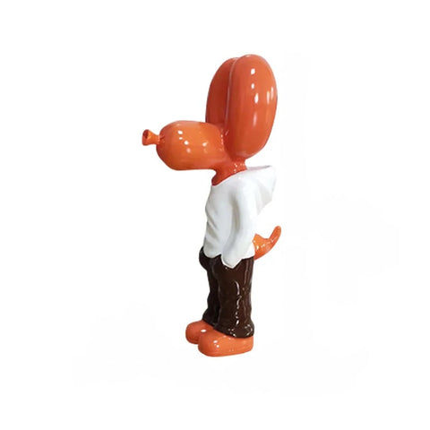 Figurine Balloon Dog Statue Orange 7 Inch Resin Sculpture For Decor Sculptures & Figurines