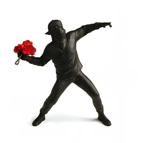 Figurine Nordic Flower Thrower Statue Black Resin For Living Room Decoration Sculptures & Figurines