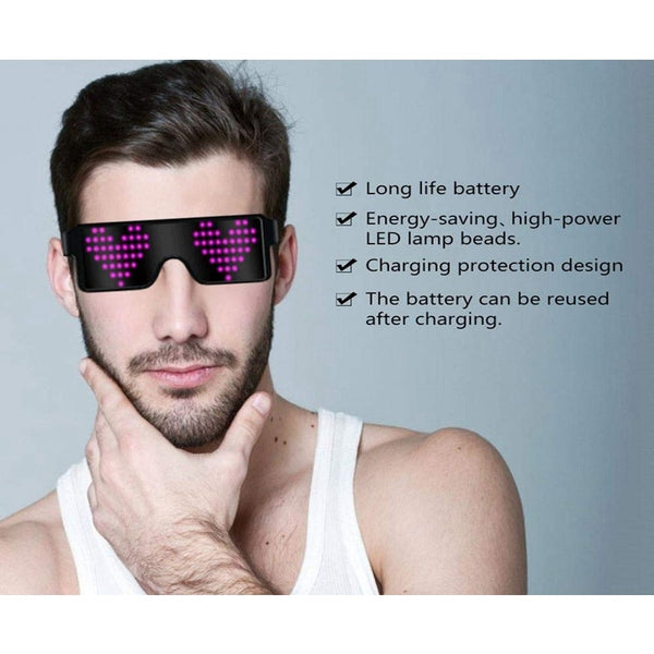 Usb Rechargeable Dynamic Led Light Up 8 Patterns Party Luminous Eyeglasses Favours & Party Bag Fillers