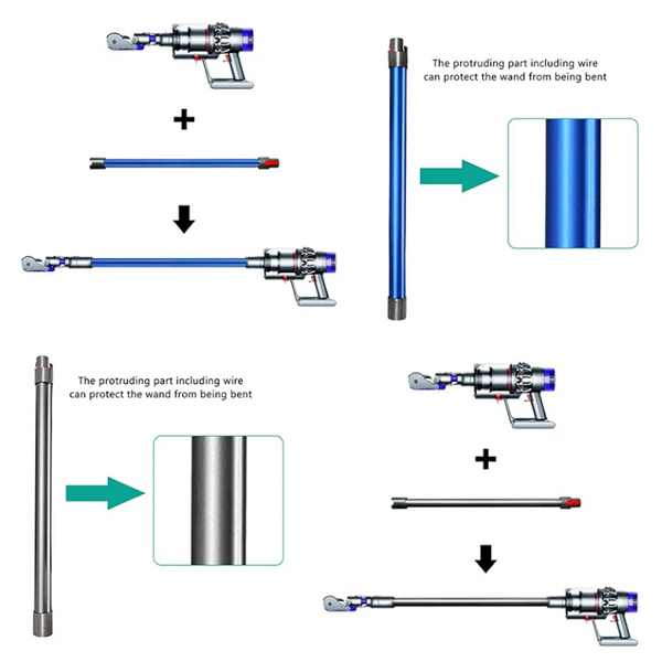 For Dyson Wand Stick Extension Tube V7 V8 V10 V11 V15 Detect Animal Absolute Qr Vacuum Cleaner Parts