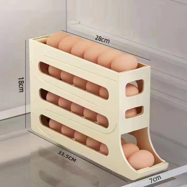 Refrigerator 4 Layer Automatic Egg Roller Sliding Tray Large Capacity Holder Food Storage Containers