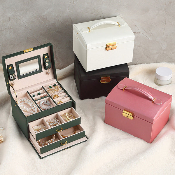 Three-Tier Portable Jewellry Organiser Storage Box Drawers