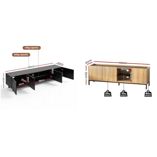 E1 Particleboard Tv Stand Pine Finish Entertainment Unit With Storage Cabinets Tv Stands & Entertainment Units