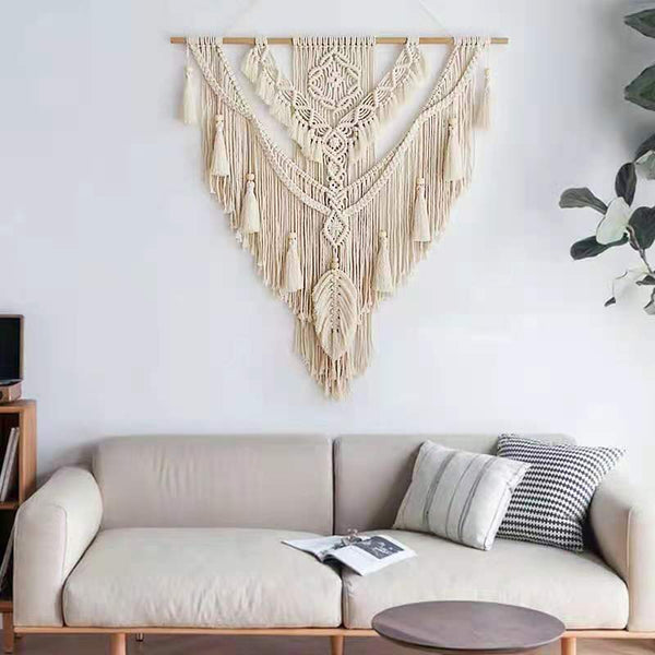 Nordic Bohemian Lace Fringe Handwoven Tapestry Wall Decor Cotton Rope Tapestries
