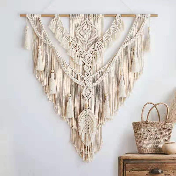 Nordic Bohemian Lace Fringe Handwoven Tapestry Wall Decor Cotton Rope Tapestries