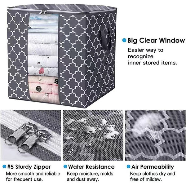 Non Woven Foldable Patterned Storage Bag With See Through Storage Bags