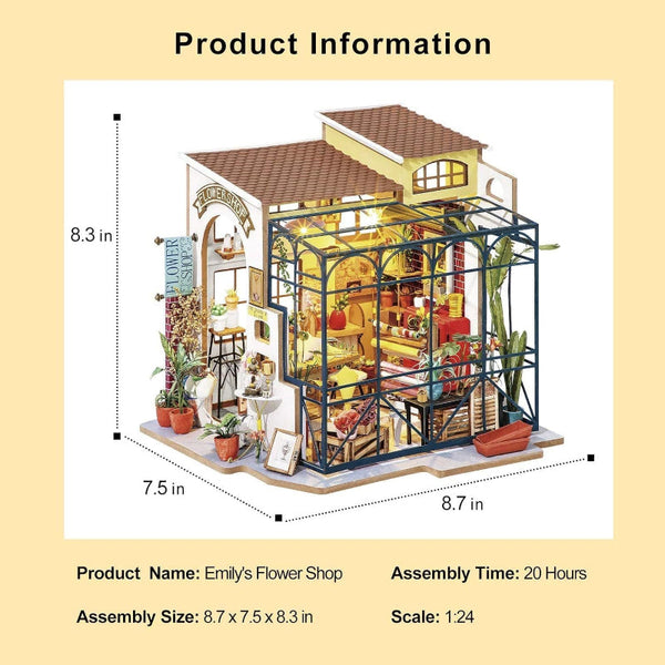 Rolife Diy Miniature House Kit Emily's Flower Shop Tiny For Adults To Build Making With Furniture Halloween Christmas Decorations Gifts Dg145 Puzzles