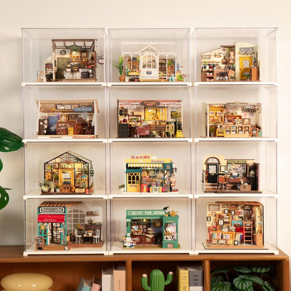 Robotime Dg Series Dust Proof Cover For Miniature House Building Sets Display Case Doll Houses