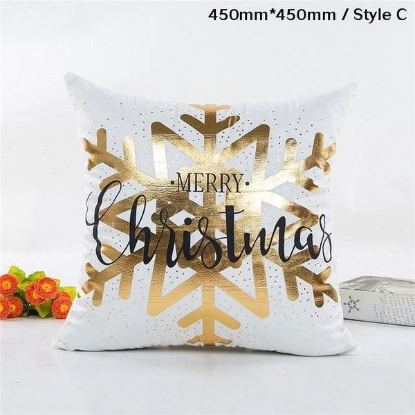 Decorative Gold White Soft Christmas Cushion Covers Cushions & Decorative Pillows