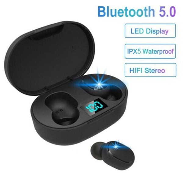 E6s Digital Display Bluetooth 5.0 For Redmi Airdots Wireless Headset Noise Reduction Microphone With Led Earbuds