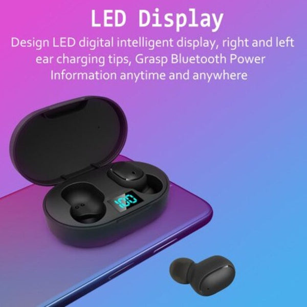 E6s Digital Display Bluetooth 5.0 For Redmi Airdots Wireless Headset Noise Reduction Microphone With Led Earbuds