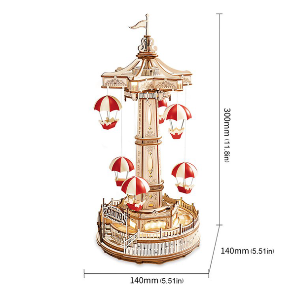 Rokr Parachute Tower Diy Music Box Moveable Amusement Park 3D Puzzle Puzzles