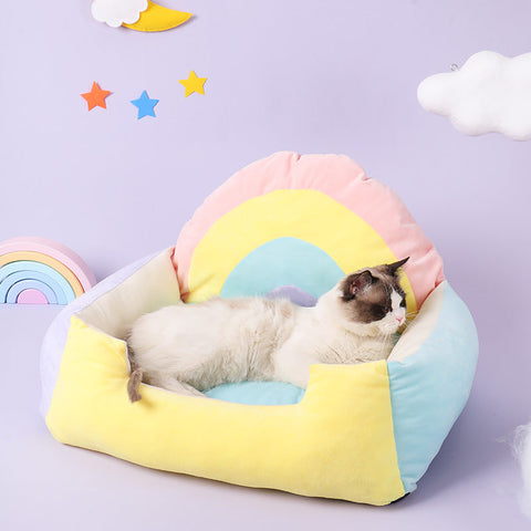 Universal Colourful Warm Dog Cat Bed Removable Cushion