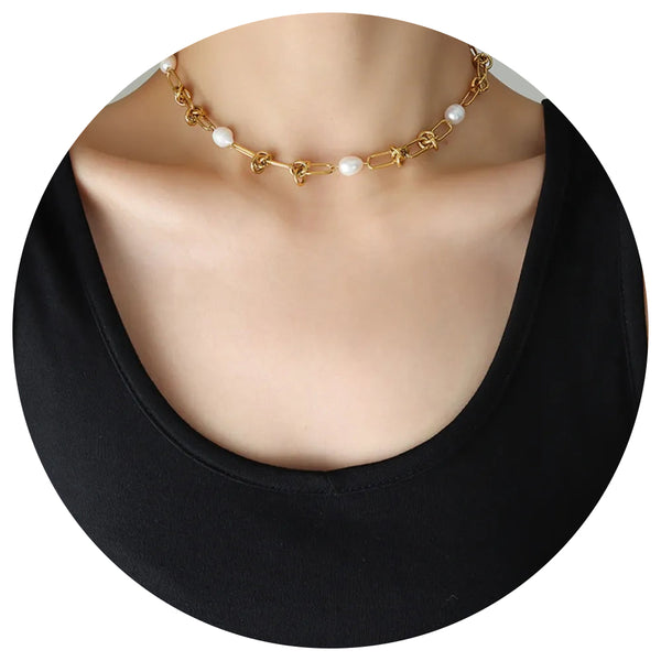 Freshwater Pearl Titanium Steel Necklace Necklaces & Pendants