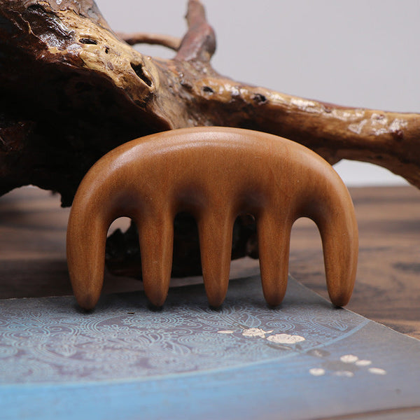 Natural Wood Wide Tooth Scraping Scalp Massage Comb Handheld No Static Head Tool Massagers