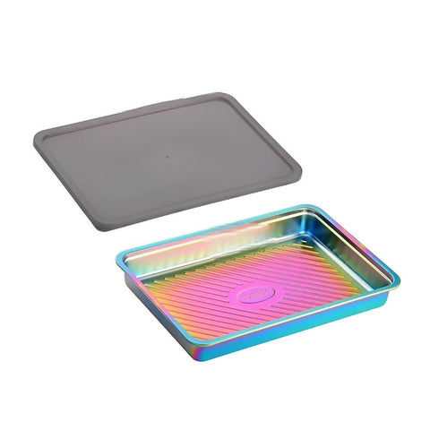 Pink Rainbow Food Grade Stainless Steel Crisper Box Storage With Lid Food Storage Containers