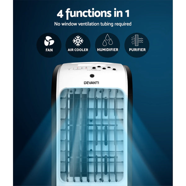 Devanti Evaporative Air Cooler Conditioner Portable 4L Cooling Fan Humidifier Humidifiers