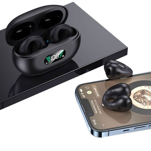 Ear Clip On Wireless Bluetooth 5.3 Earphones Sport Headphones Earbuds