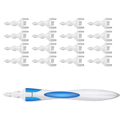Ear Wax Cleaner Earwax Remover Tool Soft Silicone Spiral 16 Replacement Heads Q Tip Ear Wax Removers