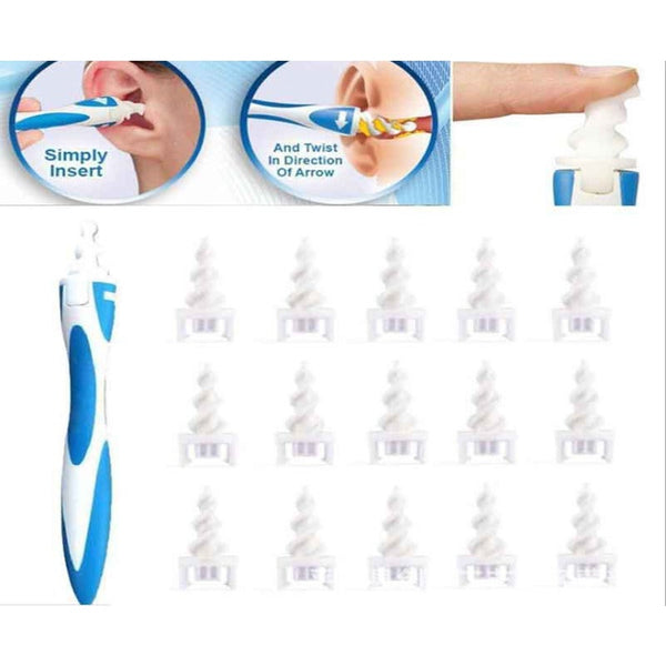 Ear Wax Cleaner Earwax Remover Tool Soft Silicone Spiral 16 Replacement Heads Q Tip Ear Wax Removers