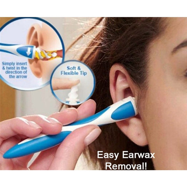 Ear Wax Cleaner Earwax Remover Tool Soft Silicone Spiral 16 Replacement Heads Q Tip Ear Wax Removers