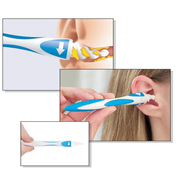 Ear Wax Cleaner Earwax Remover Tool Soft Silicone Spiral 16 Replacement Heads Q Tip Ear Wax Removers