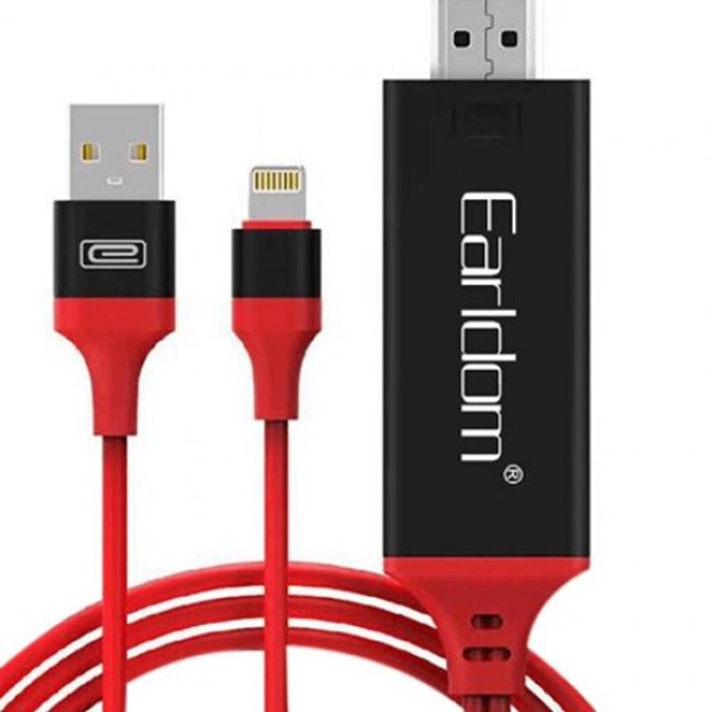 Earldom 8 Pin To Hdmi Adapter Usb Cable 2M Red Cables & Adapters