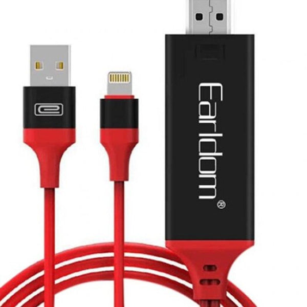 Earldom 8 Pin To Hdmi Adapter Usb Cable 2M Red Cables & Adapters