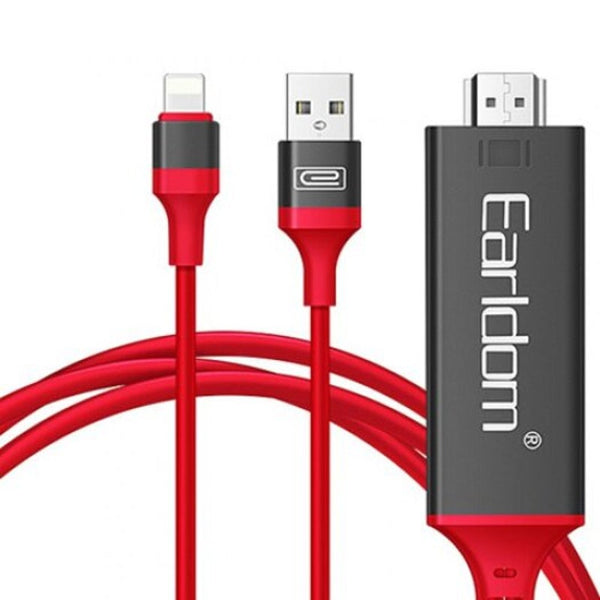 Earldom 8 Pin To Hdmi Adapter Usb Cable 2M Red Cables & Adapters