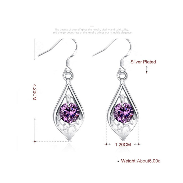 Veile Studios Dangle Eardrop Shell With Purple Zircon Earrings